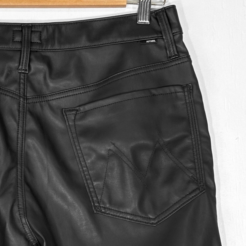 Mother NEW Rambler Zip Ankle Faux Leather Straight Leg Jeans Womens 30 Minimal - Picture 6 of 10